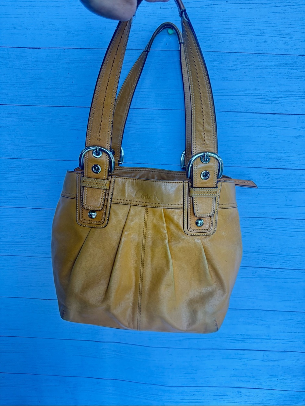Coach Soho Pleated Mustard Leather Shoulder Bag & Wallet Set F15045 - Picture 2 of 16